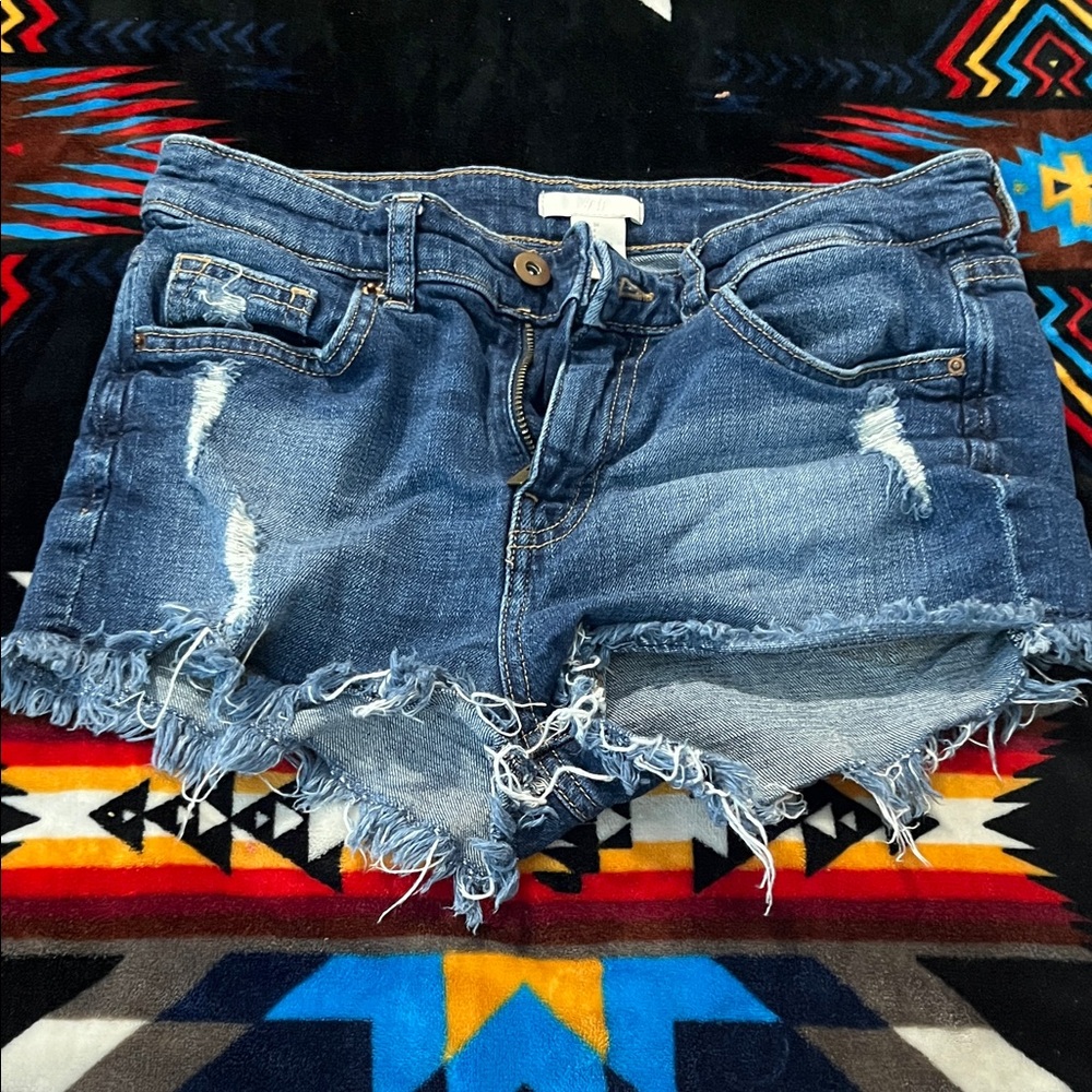 H&M Blue Distressed Jean Shorts